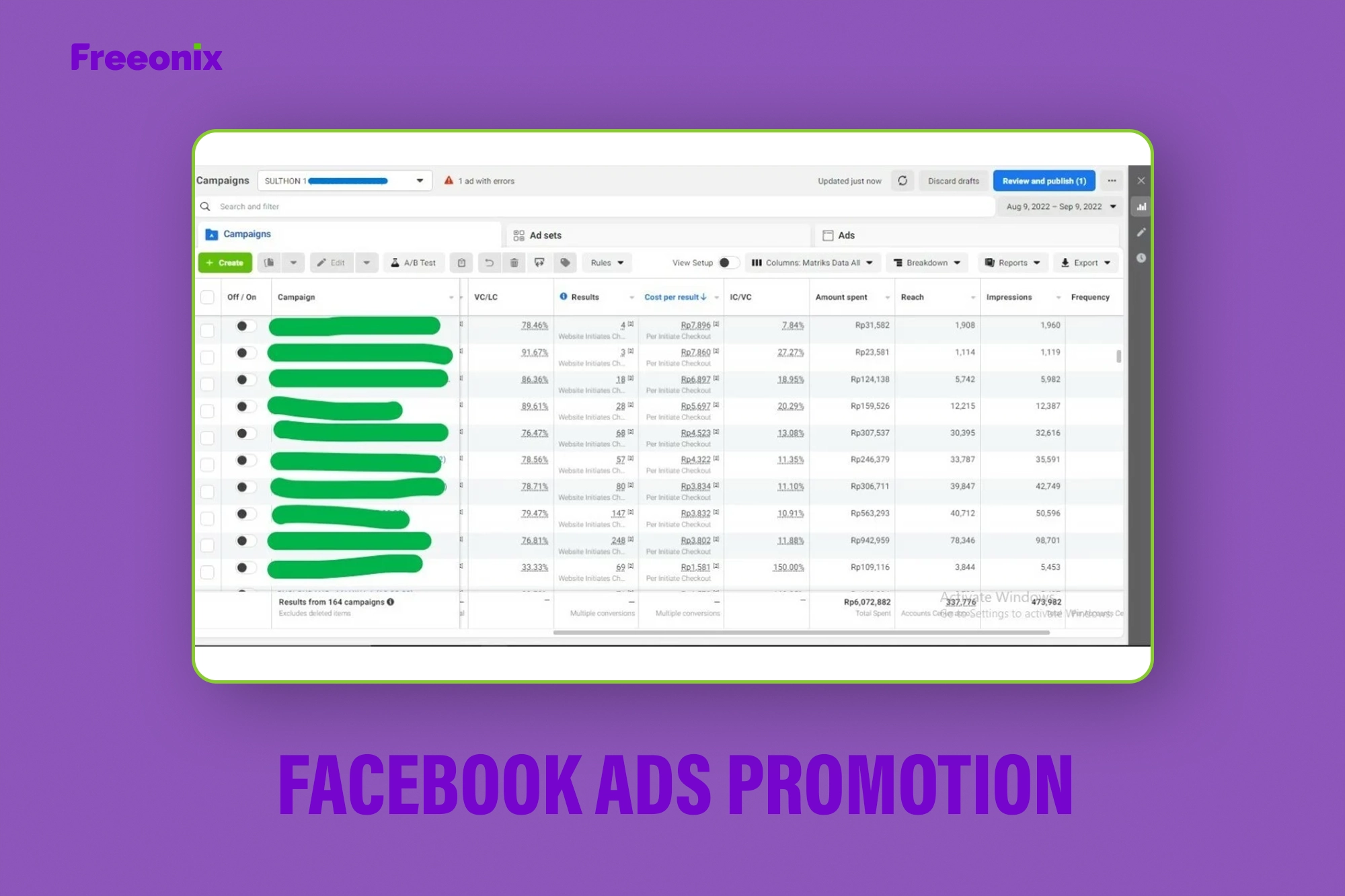 Facebook Ads promotion - freeonix 2